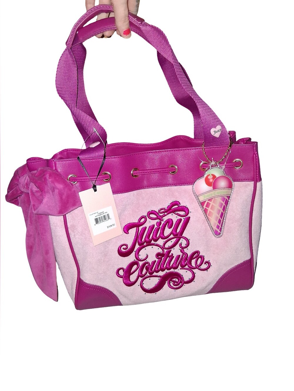 Shoulder Bag- Juicy Couture Signature Sugar Rush Tote W/ Ice Cream Charm NWT